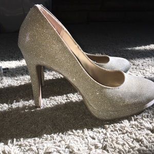 Gold sparkly heels